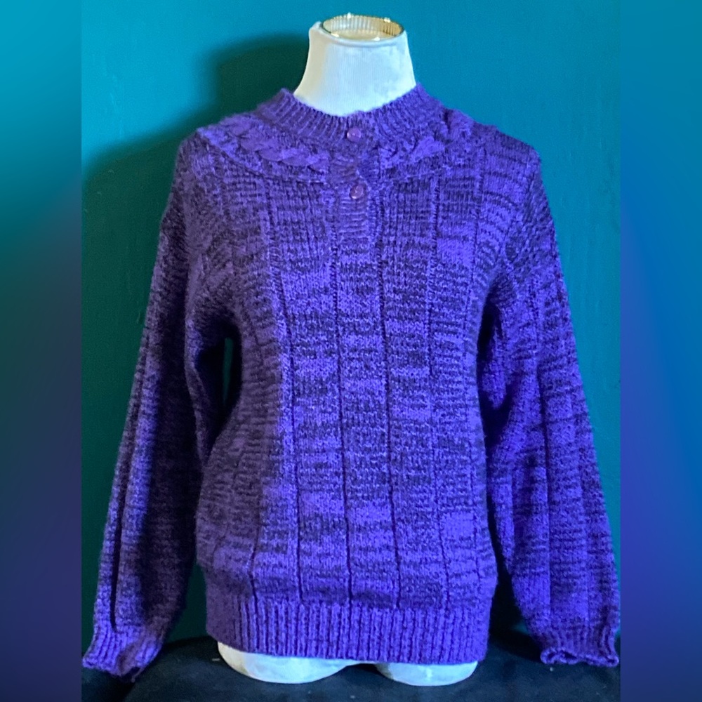 Sterling Harris vintage 80s knit sweater cable knit collar, cute and cozy knit..